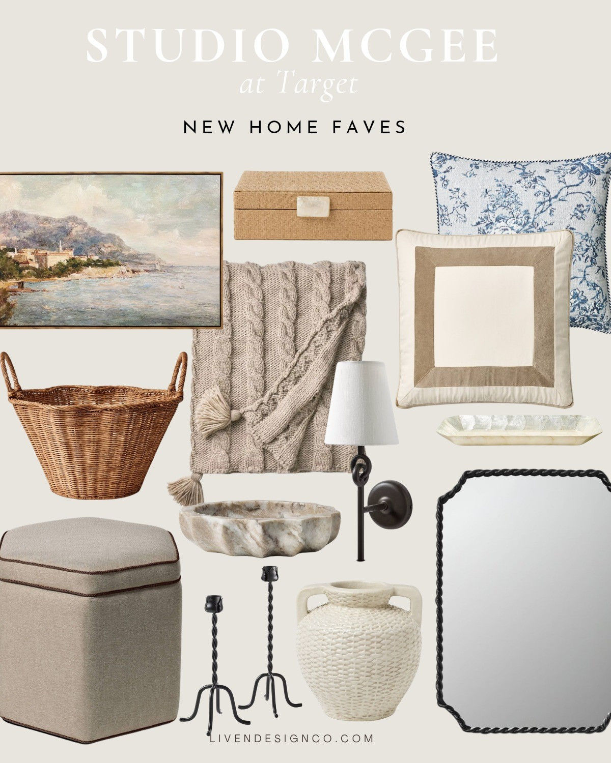 Studio McGee Target home decor. Throw pillows. Living room. Decorative box. Ottoman. Scalloped basket. Throw blanket. Wall mirror

#LTKSeasonal #LTKHome #LTKSaleAlert