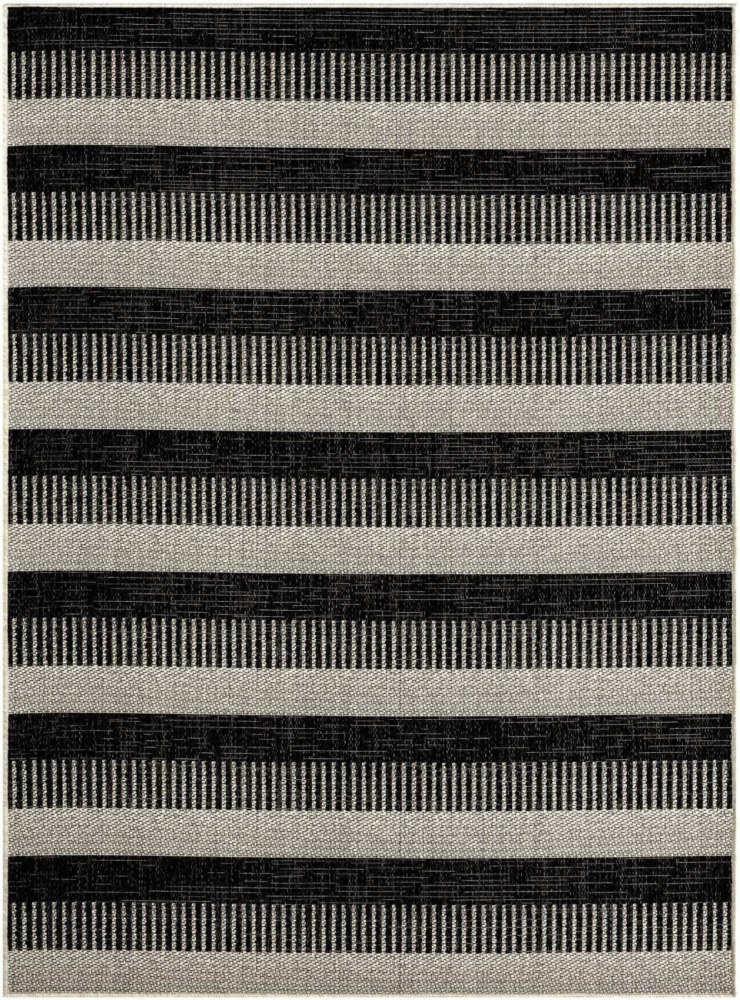 Nicole Miller New York Patio Country Charlotte Modern Stripe Indoor/Outdoor Area Rug, Black/Grey,... | Amazon (US)