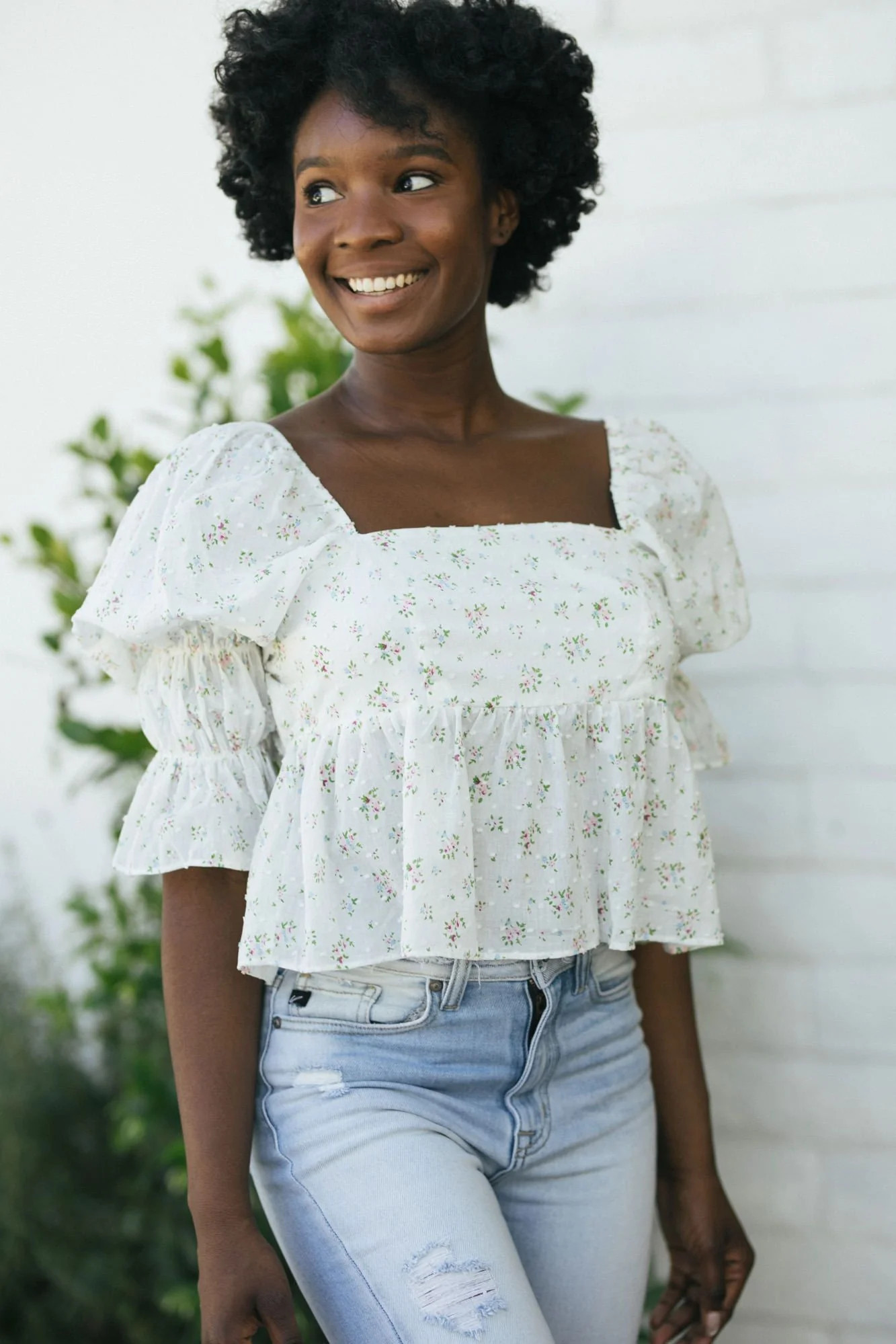 Florence Puff Sleeve Peplum Top | Morning Lavender