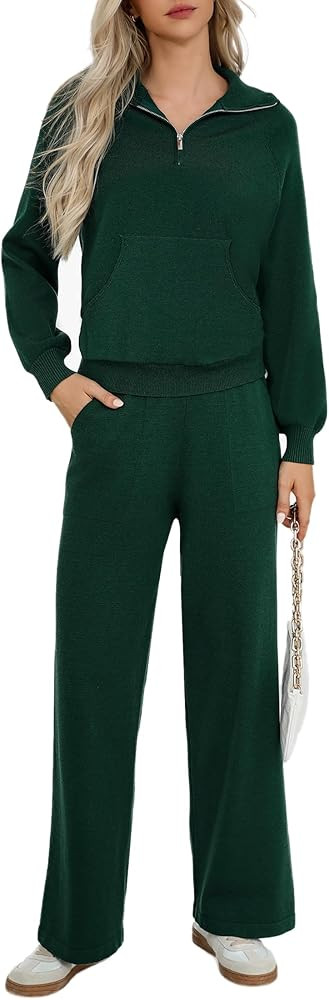 Totatuit 2 Piece Sweatsuits For Women Lounge Sets Travel Outfits Tracksuits Sweatshirt Wide Leg S... | Amazon (US)