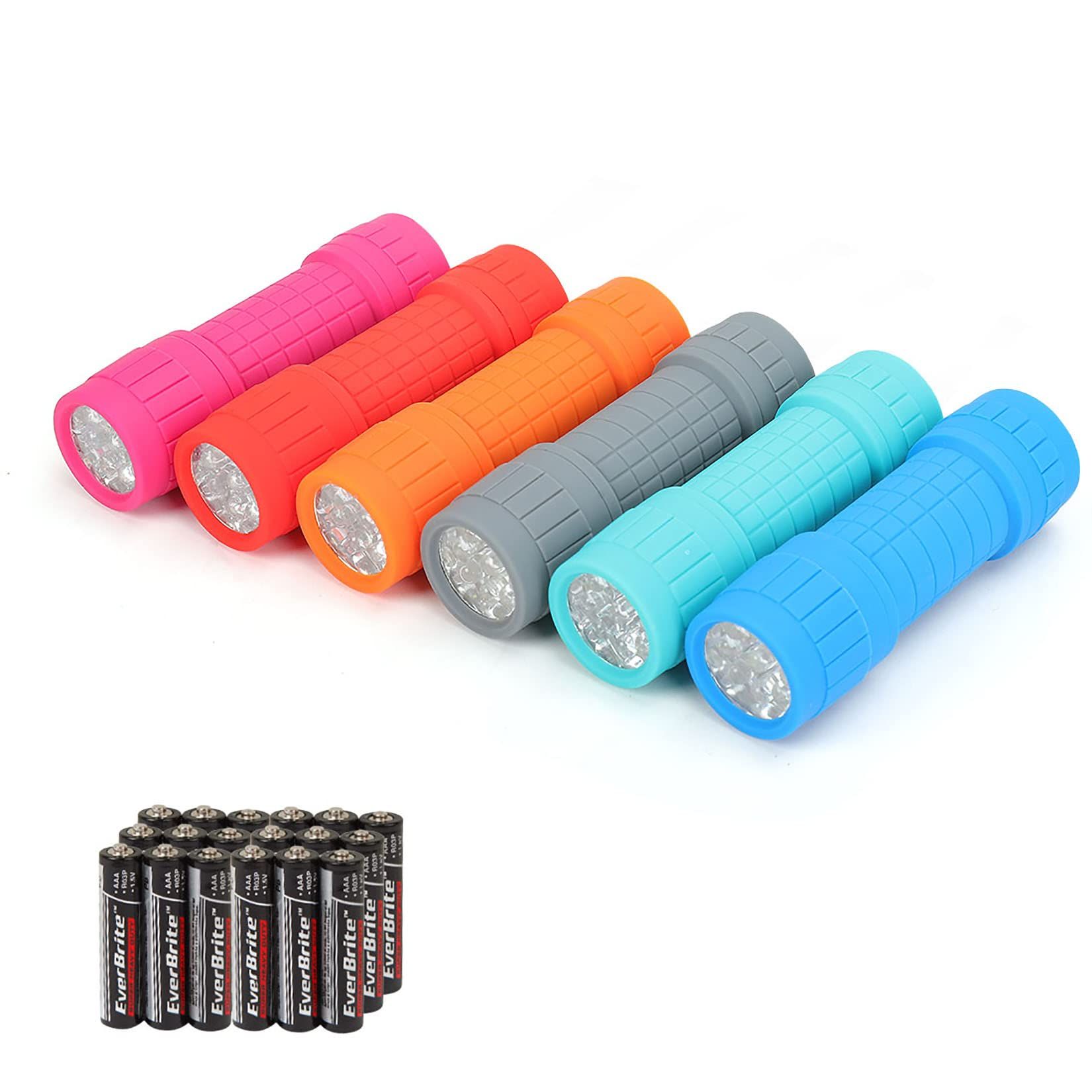 EverBrite 9-LED Flashlight 6-Pack Compact Handheld Torch Assorted Colors with Lanyard 3AAA Batter... | Amazon (US)