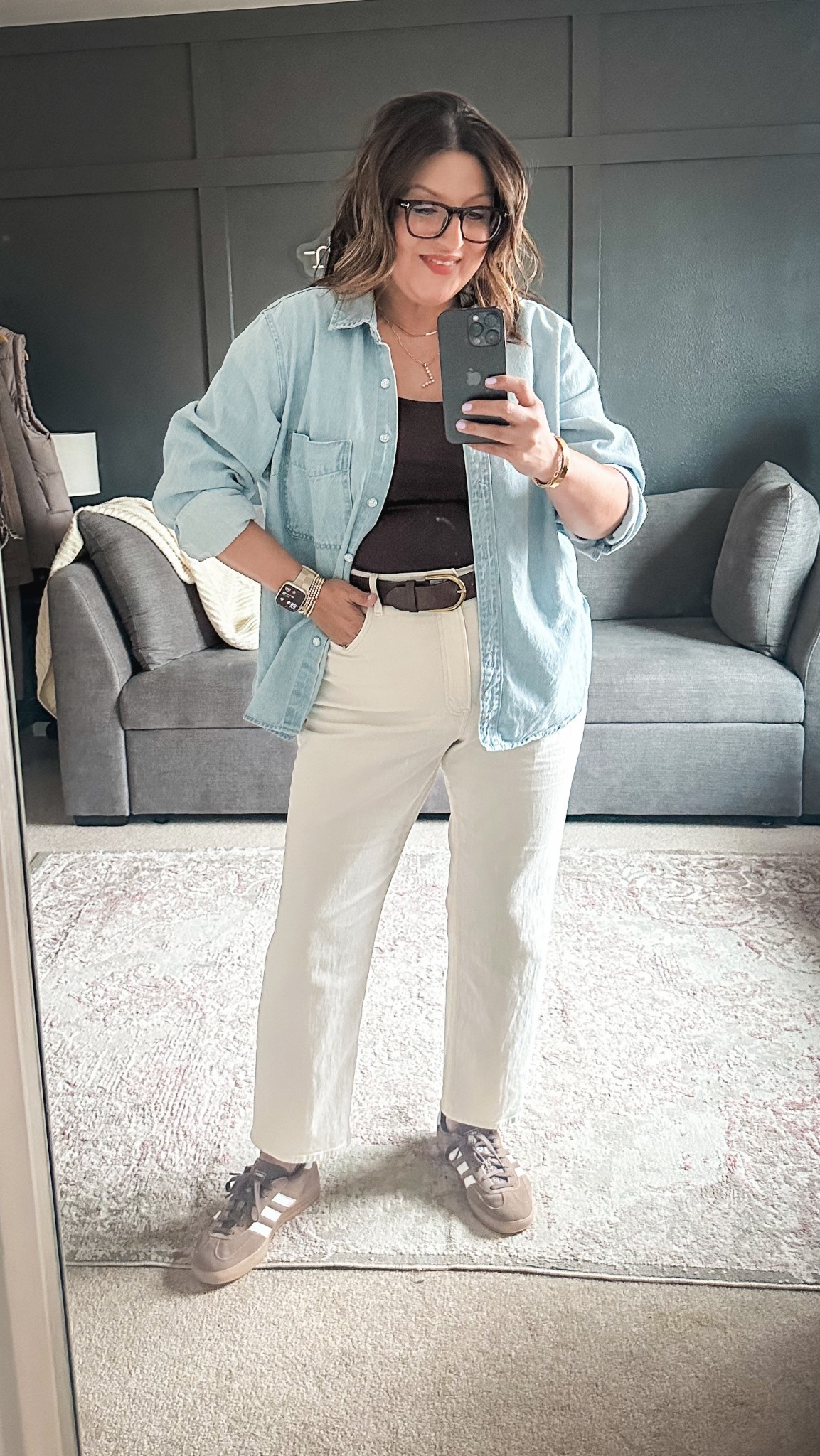 Today’s ootd
Target denim
Shirt, XXL
Old Navy tank, L
Banana Republic Factory belt, L
Abercrombie jeans, 33
Adidas Spezials
Jo Malone Wood Sage & Sea Salt

#LTKMidsize #LTKOver40 #LTKStyleTip