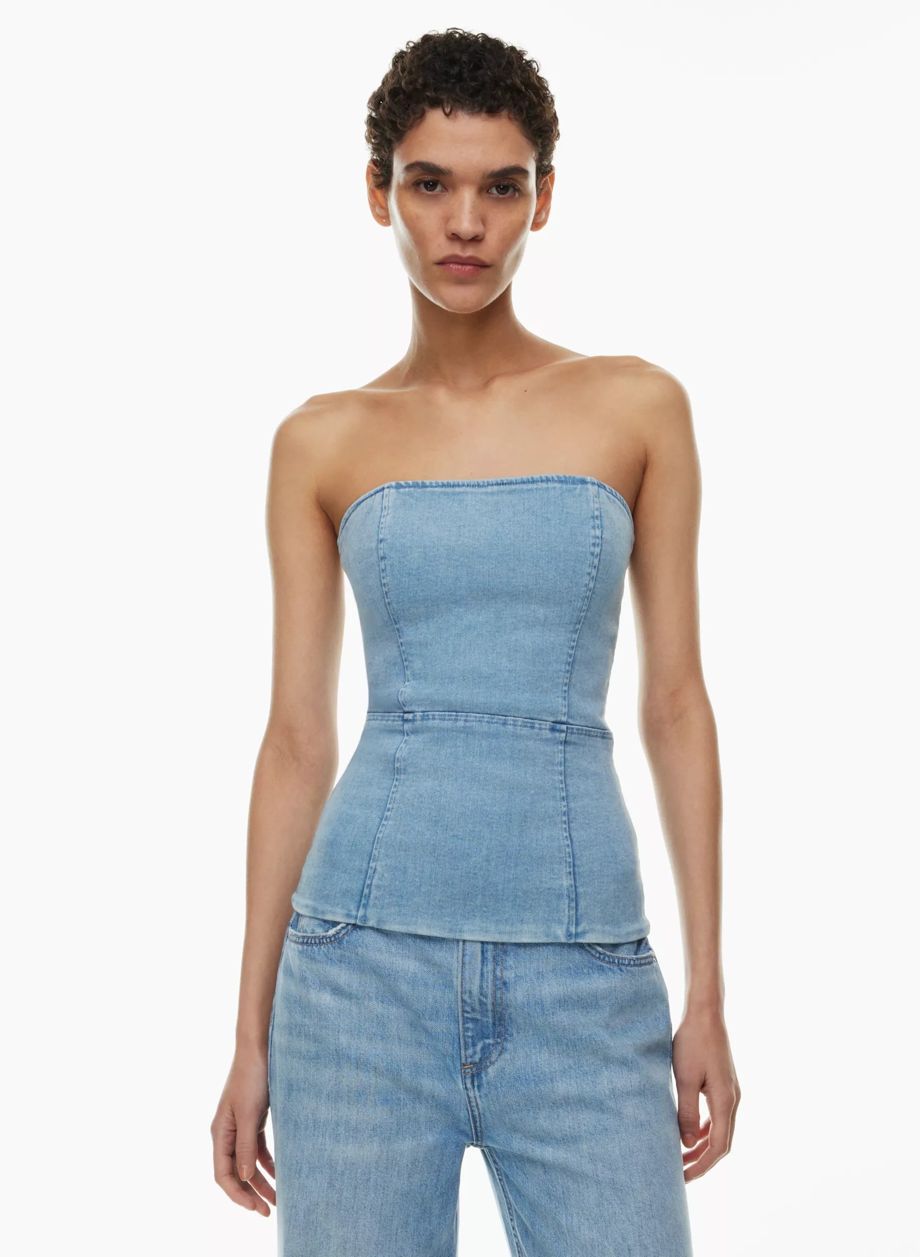 THE '90S DENIM TUBE TOP | Aritzia