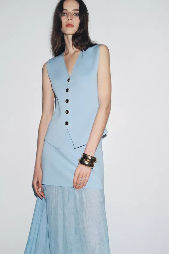 PLAIN KNIT WAISTCOAT TOP | Zara UK