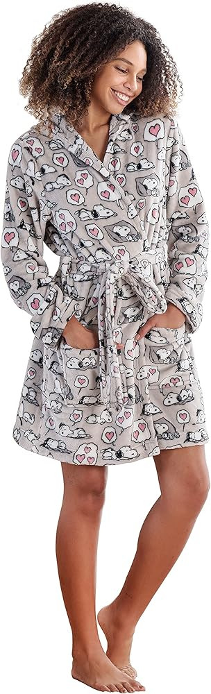 Berkshire Blanket Peanuts® Snoopy VelvetLoft® Soft Lightweight Women Robes, Short Hooded Robe w... | Amazon (US)