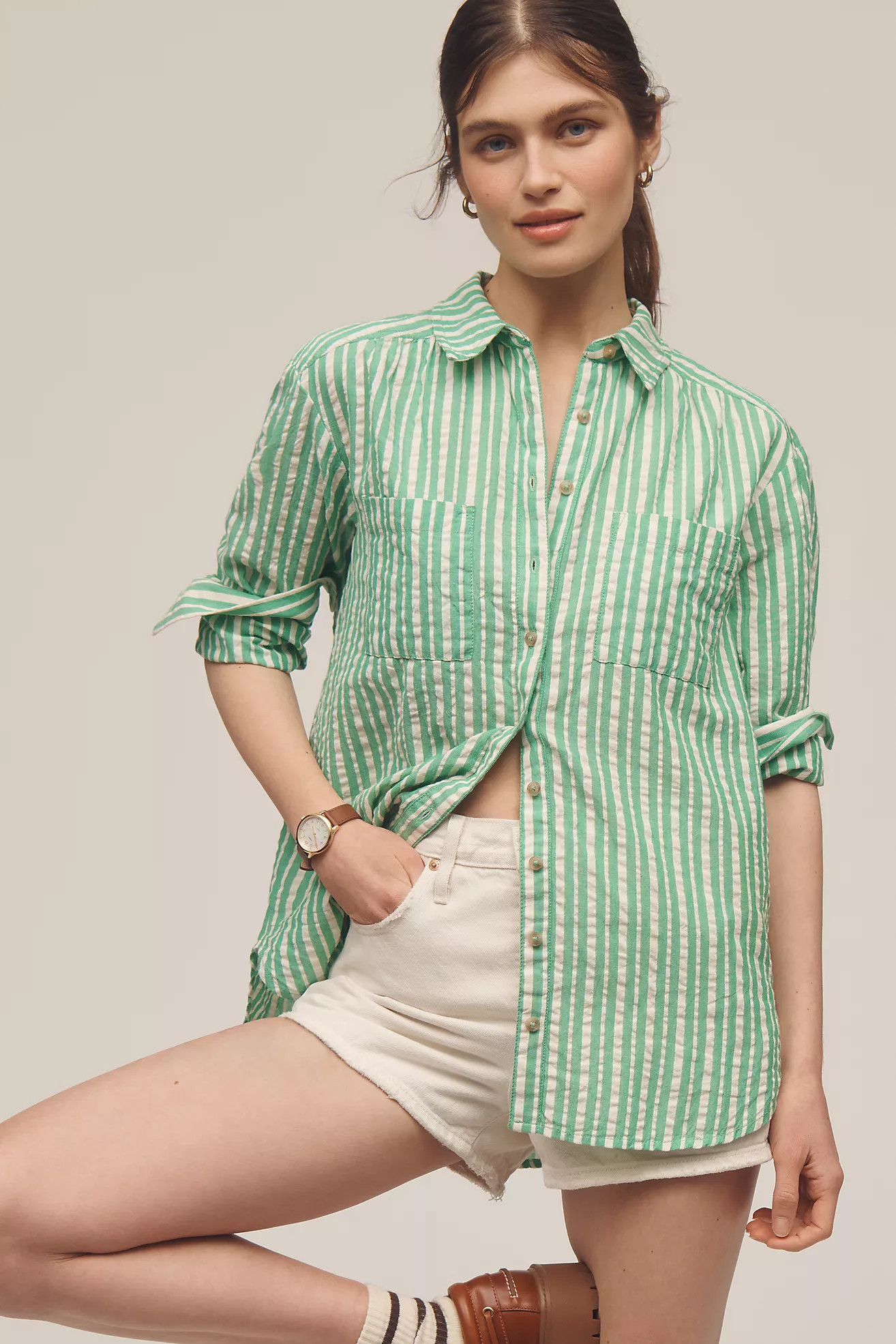 The Hadley Relaxed Buttondown Shirt by Pilcro​: Striped Edition | Anthropologie (US)