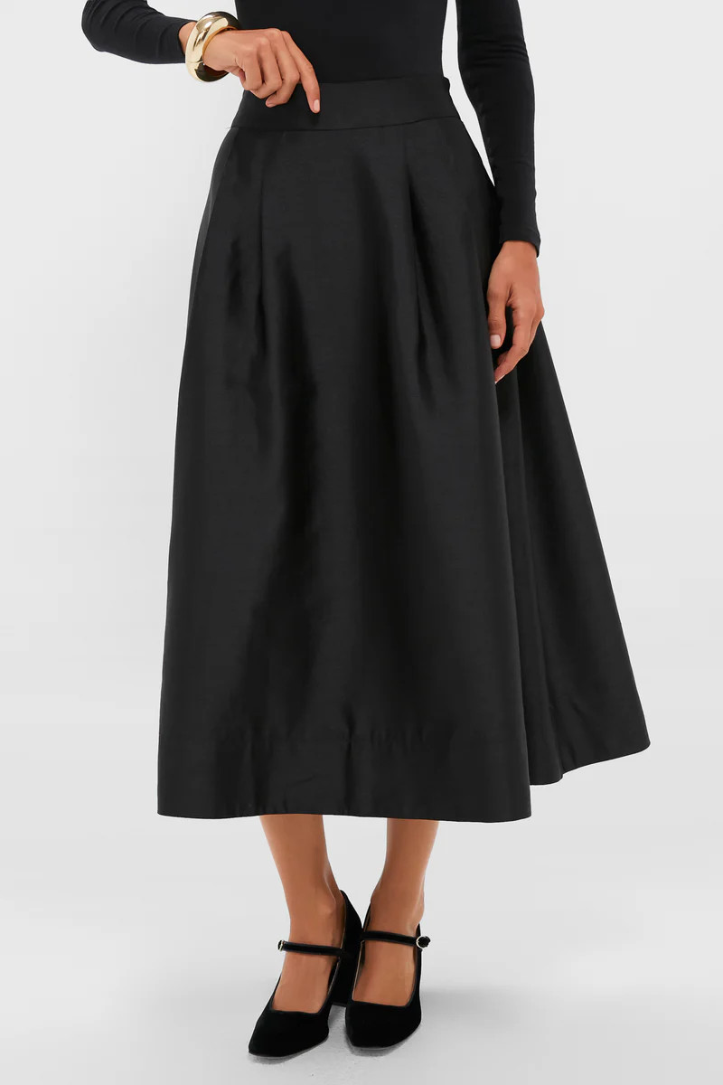 Black Dupioni Kendall Skirt | Tuckernuck (US)