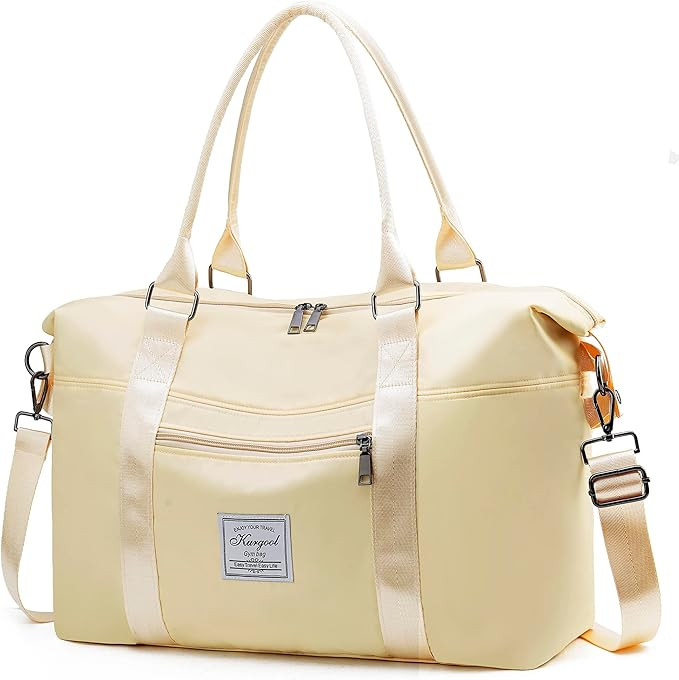 Gym Bag with Wet Pocket, Foldable Travel Duffle Bag Carry On Weekender Bags for Women, Waterproof... | Amazon (US)