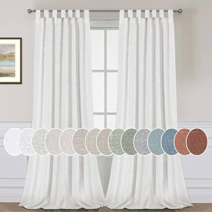 Living Room Linen Curtains Home Decorative Tab Top Curtains Privacy Added Energy Saving Light Fil... | Amazon (US)