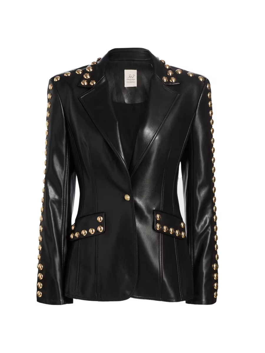 Cinq à Sept Milly Studded Faux-Leather Jacket | Saks Fifth Avenue | Saks Fifth Avenue