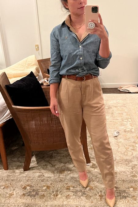 Abercrombie jumpsuit and polo Ralph Lauren chambray top inspired by one of Carmen Mundt’s formula 1 race day looks, f1, sports, fall outfit, neutral outfit, tailored look, European event

#LTKeurope #LTKstyletip #LTKunder100