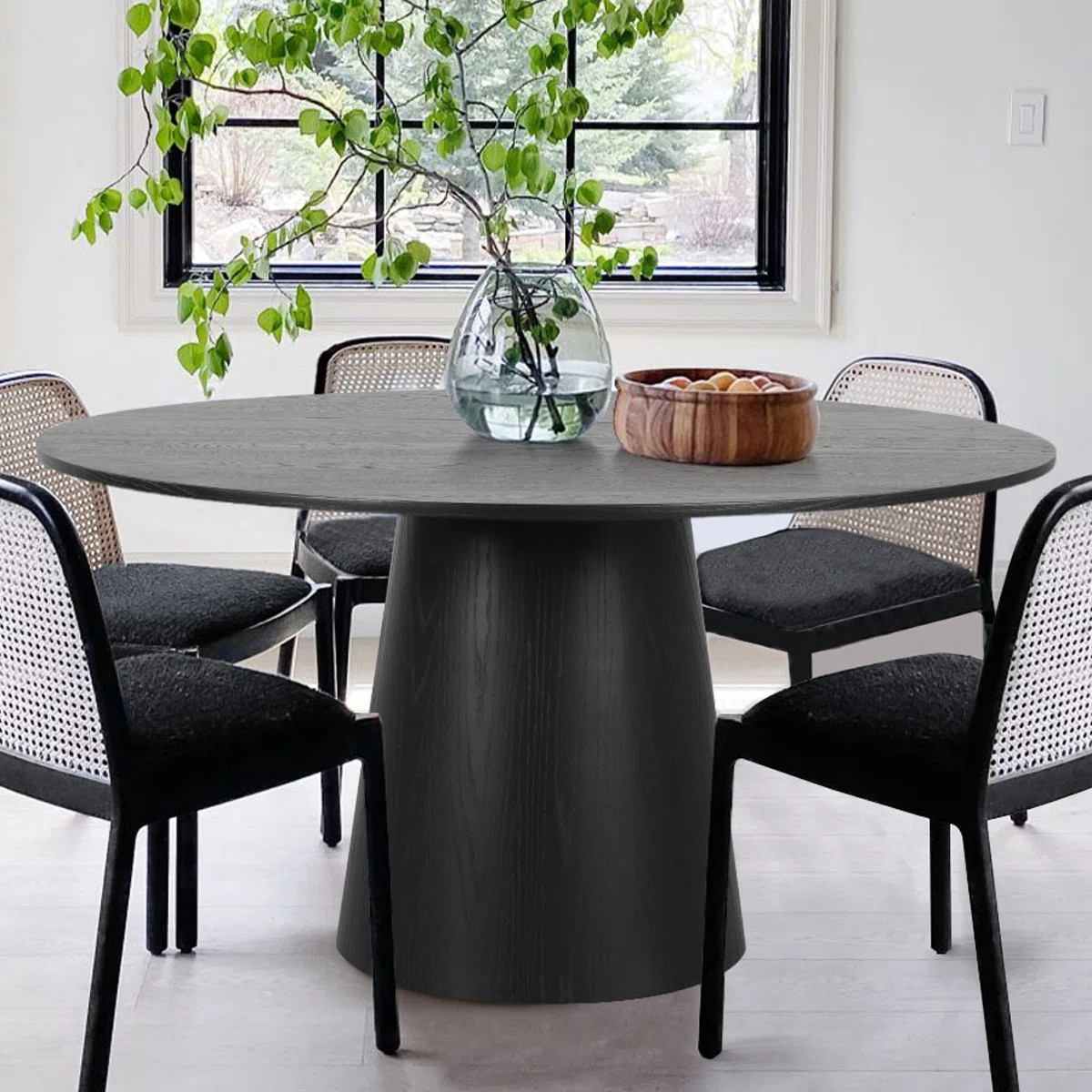 Kolton 60" Solid Wood Round Desktop Pedestal Kitchen Dining Table | Wayfair North America