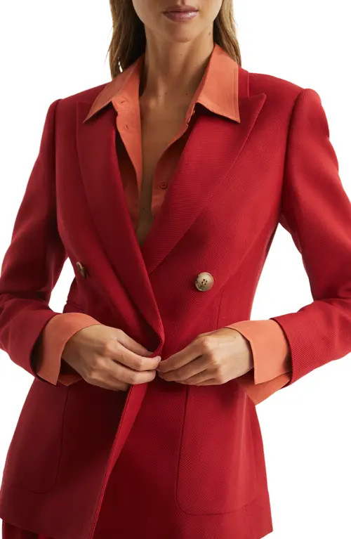 Reiss Lola Double Breasted Wool Blend Blazer in Red at Nordstrom, Size 4 Us | Nordstrom