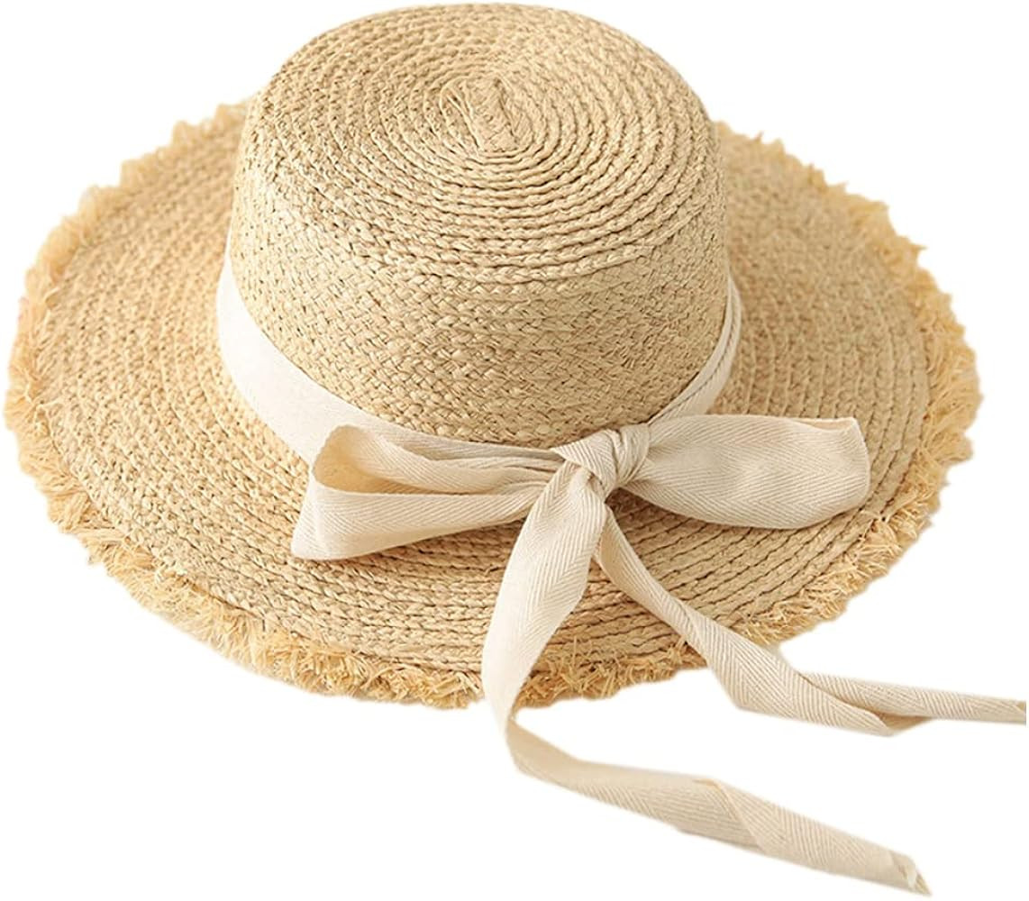 Straw for Sun Hat for Women Outdoor Activities Ribbon Bow Wide Brim for Sun Cap UV for Protection... | Amazon (US)