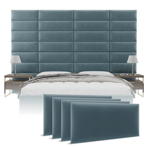V\u00e4nt Wall Mounted Headboard Panels, Queen/Full, Velvet Antique Blue | Amazon (US)