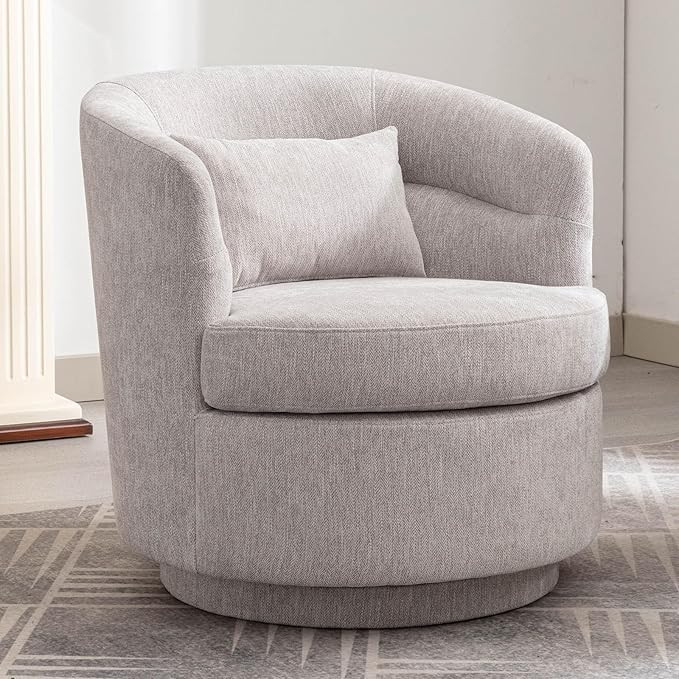 CANMOV Swivel Accent Chair, 360 Degree Round Swivel Barrel Chair with Pillow, Upholstered Comfy B... | Amazon (US)