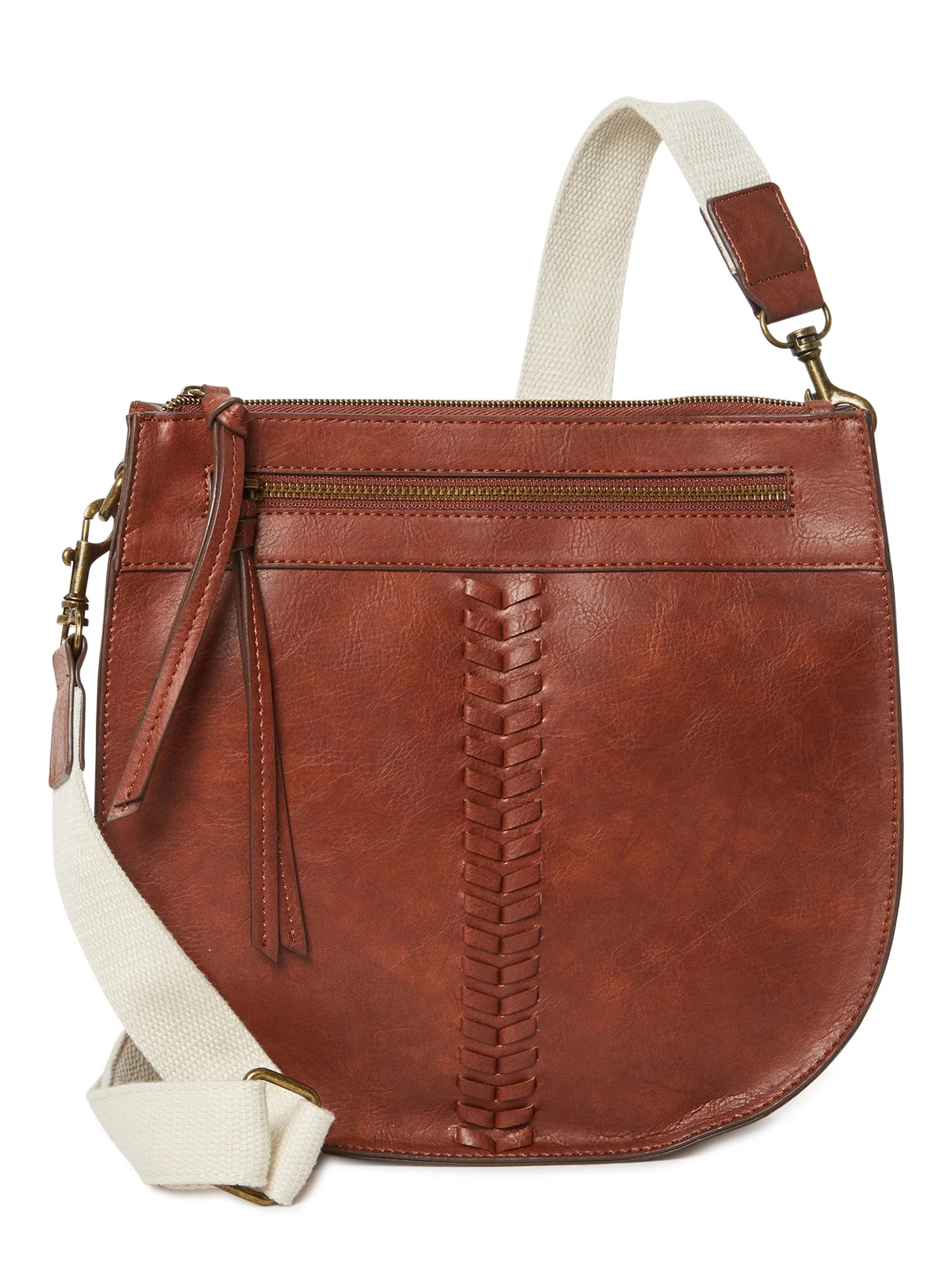 Time and Tru Women's Willow Crossbody Handbag Brown - Walmart.com | Walmart (US)
