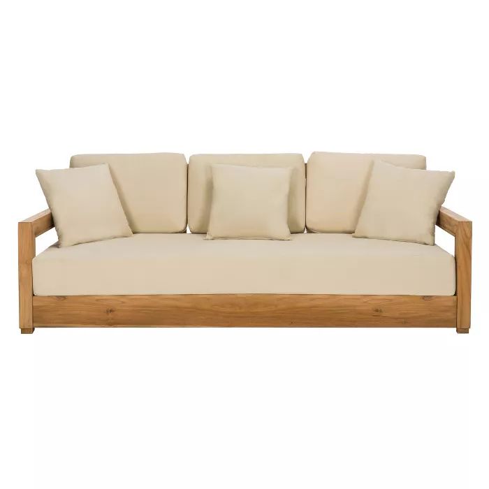 Montford Teak 3 Seat Bench Teak - Safavieh | Target