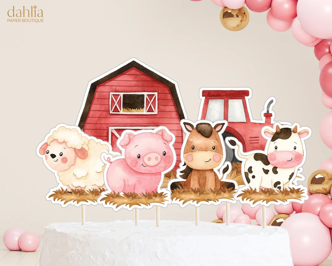 Farm Animals Birthday Cake Toppers, Barn Animals Cutouts Centerpiece, Barnyard Birthday Party Dec... | Etsy (US)