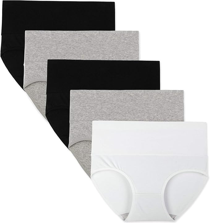 INNERSY Womens High Waisted Underwear Cotton Panties Regular & Plus Size 5-Pack | Amazon (US)