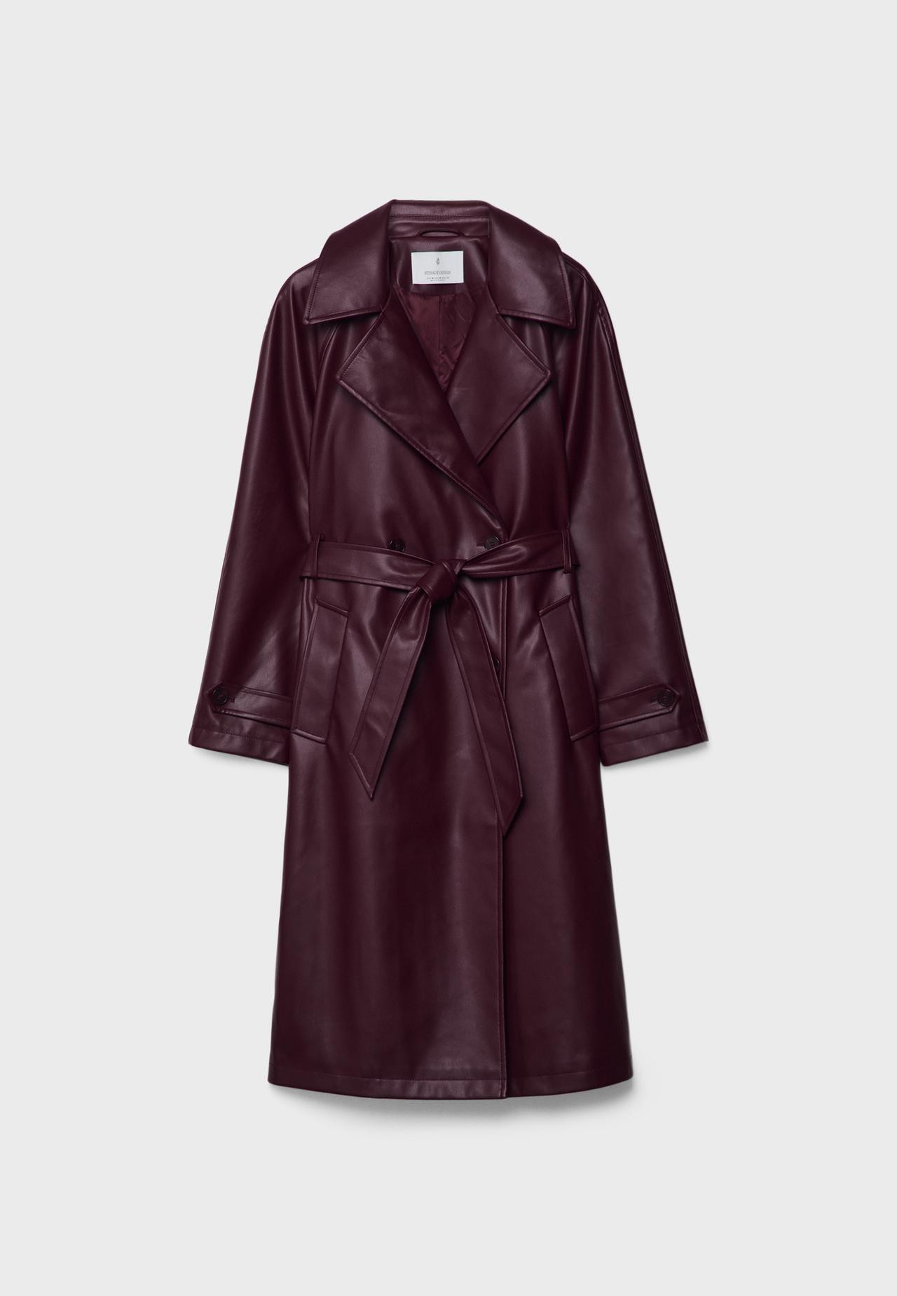 Trench long en similicuir - Manteaux et Blousons femme | Stradivarius France | Stradivarius (FR)
