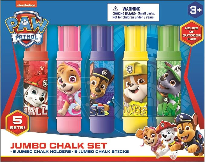 Nickelodeon Paw Patrol Kids Outdoor Sidewalk Chalk Jumbo Chalks Set with Holders | Amazon (US)