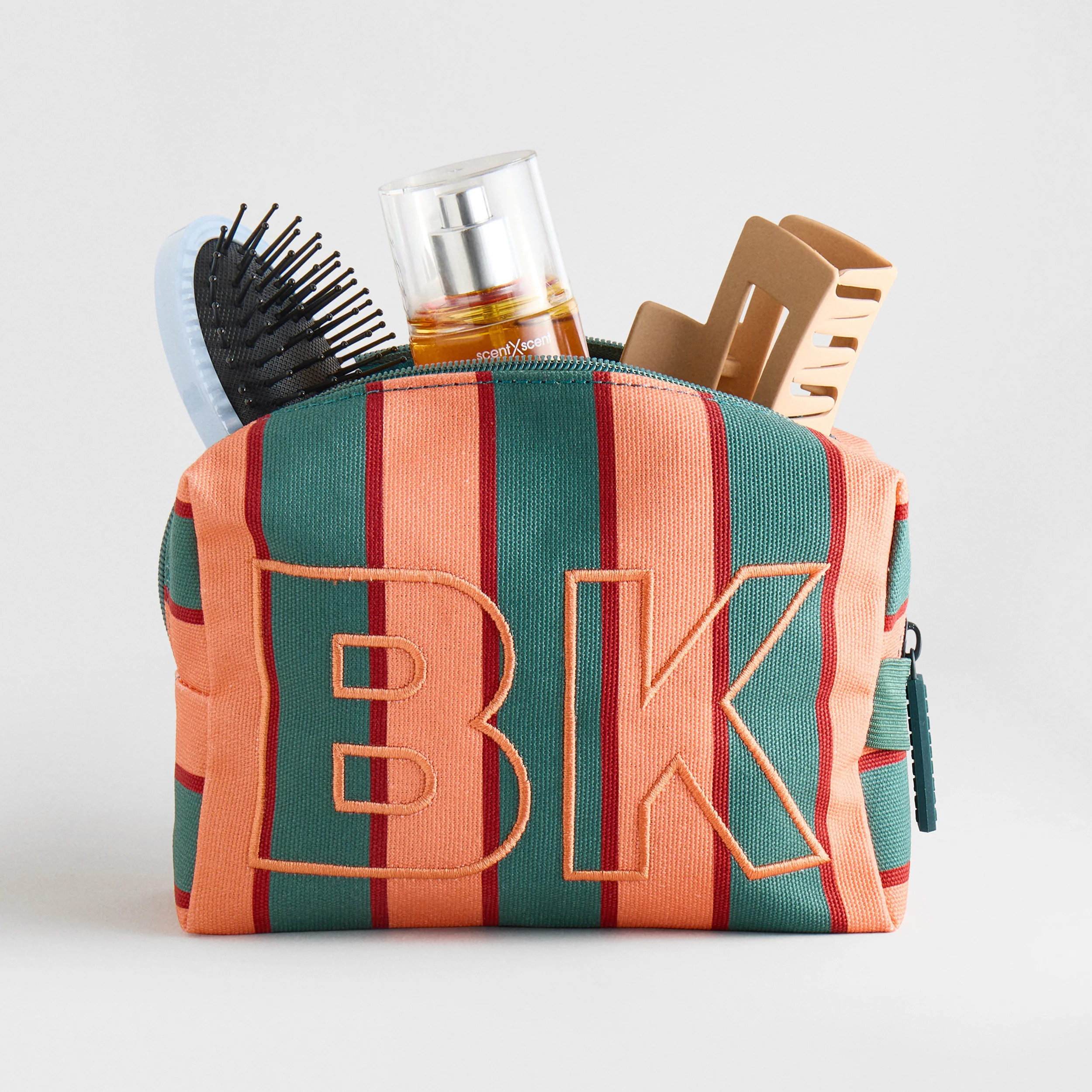 Striped Take It Away Custom Storage Pouch - Persimmon | BaubleBar