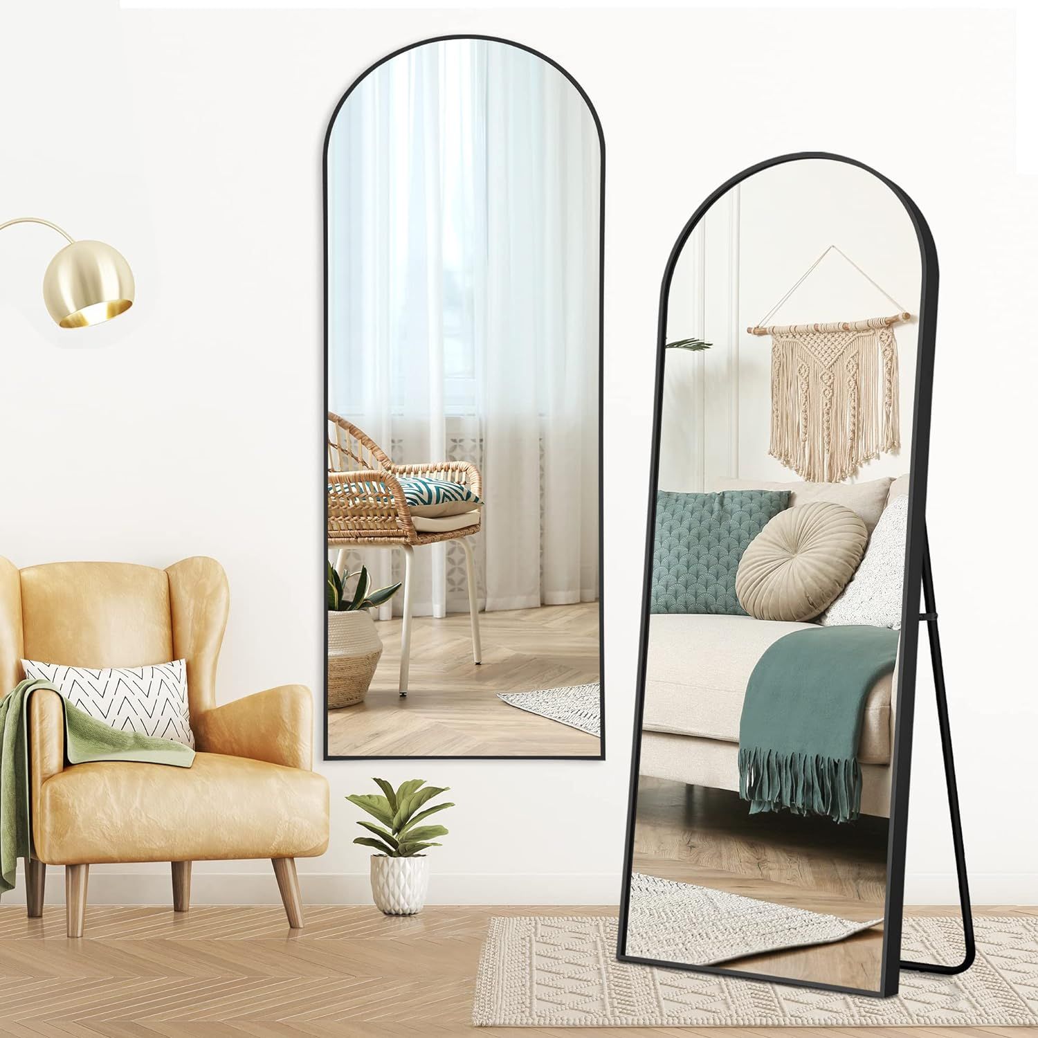 NicBex Arch Full Length Mirror, 64" x 21" Metal Free-Standing Mirror as Floor Mirror for Bedroom/... | Amazon (US)