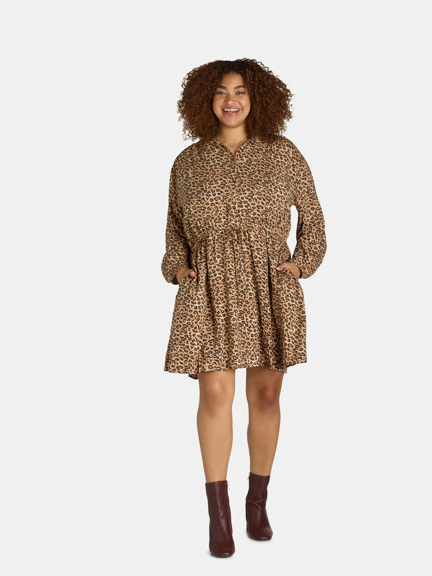 Time and Tru Soft Shirtdress, Women's and Women's Plus, Size XS-4X - Walmart.com | Walmart (US)
