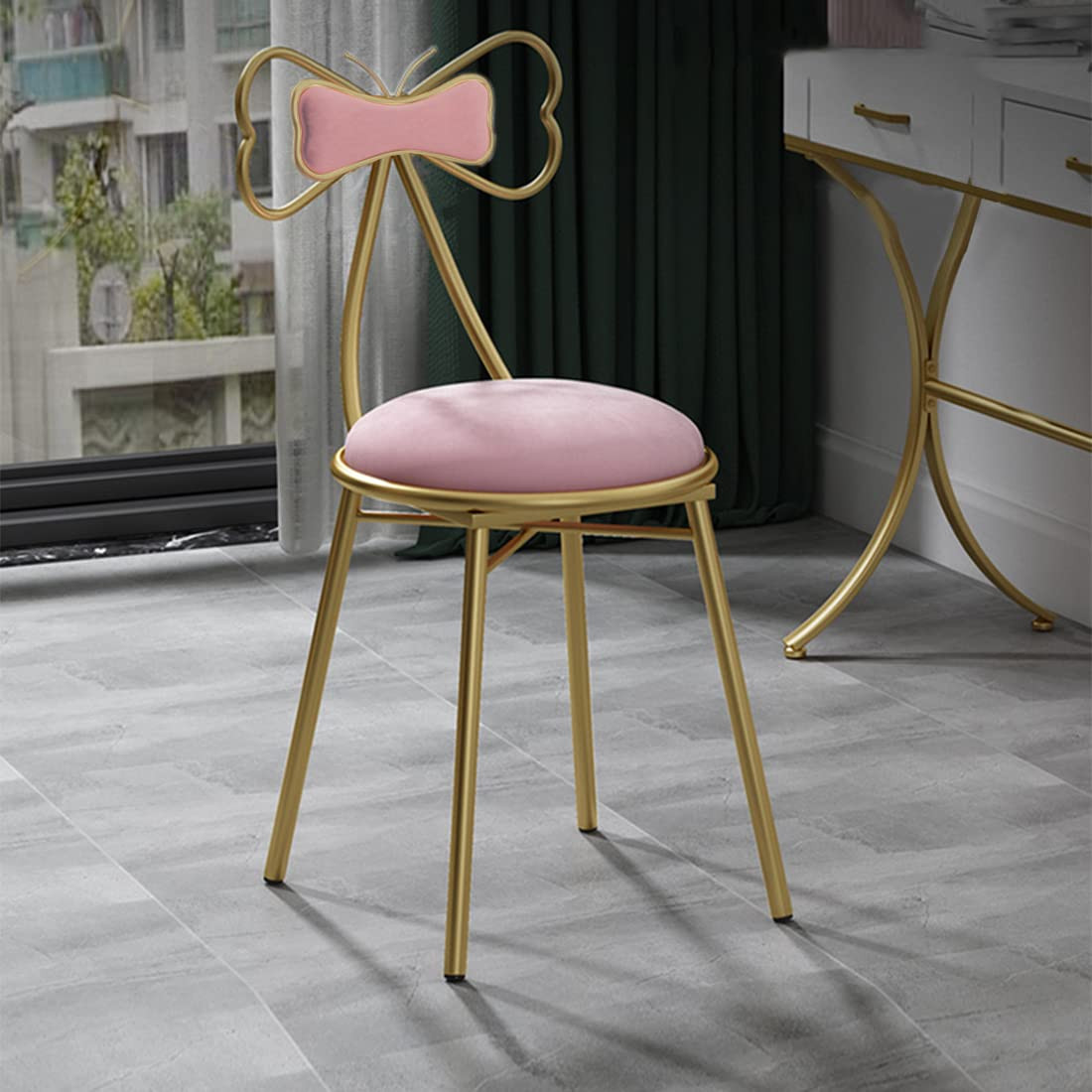 Gluck Plants Velvet Vanity Chairs,Makeup Vanity Stool Ottoman Velvet Cushion Golden Metal Frame L... | Amazon (US)