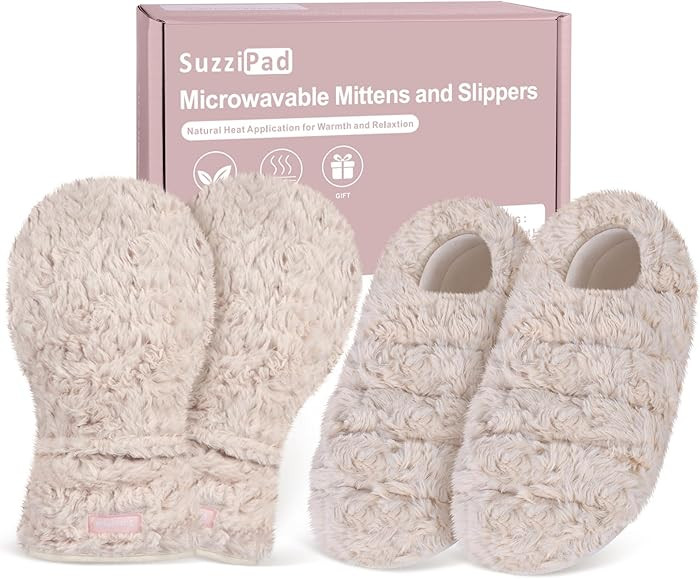 SuzziPad Microwavable Heated Gloves and Microwave Slippers, Hand Heating Pad and Foot Warmers for... | Amazon (US)