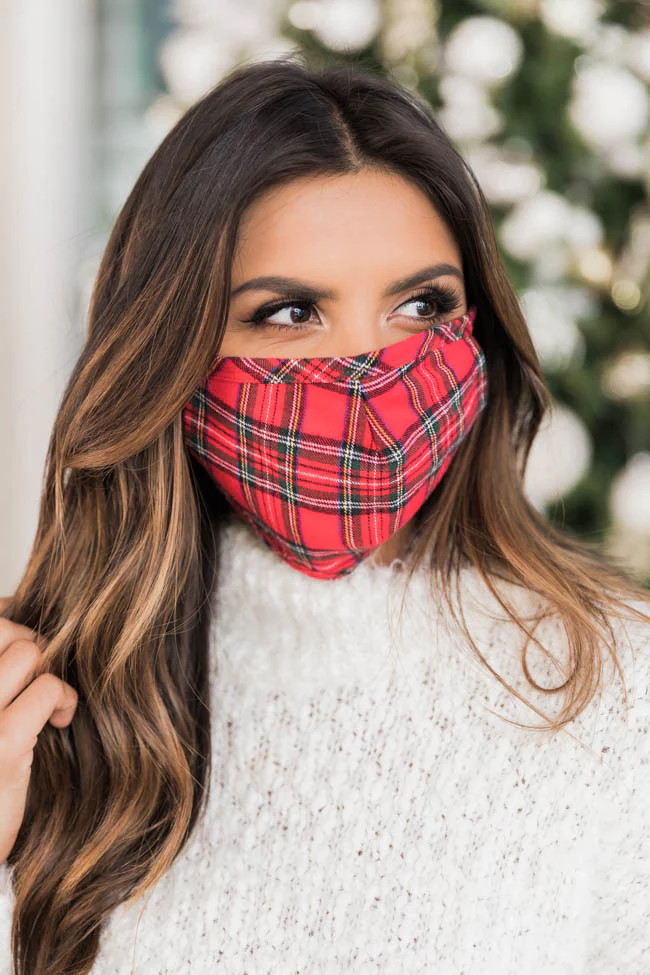 This Wonderful Life Red Plaid Mask | The Pink Lily Boutique