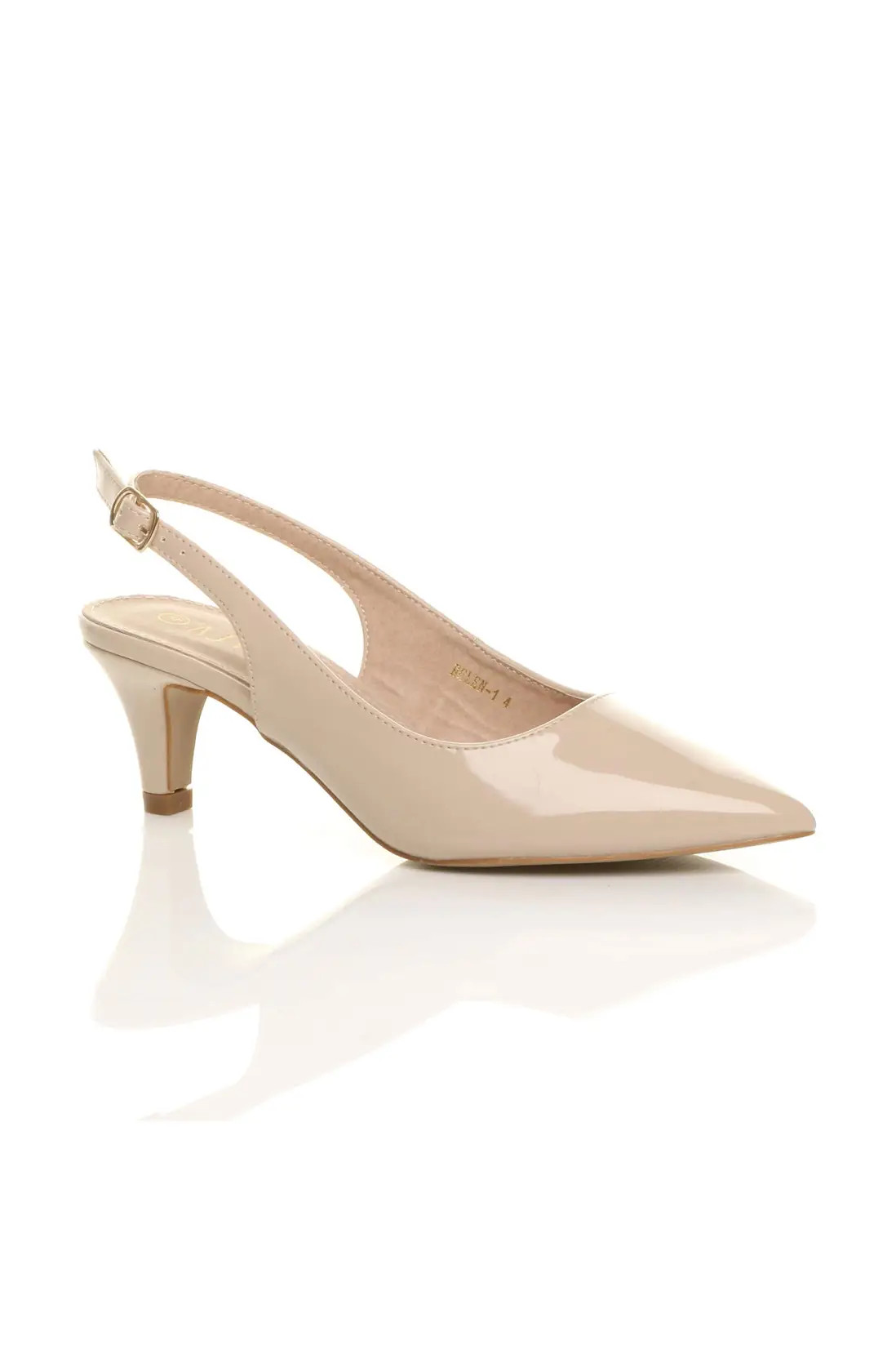 AJVANI Mid Heel Slingback Pointed Toe Court Shoes | PrettyLittleThing UK