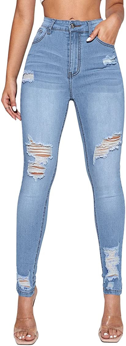 Floerns Women's Denim Wash Baggy Jeans Long Pants | Amazon (US)