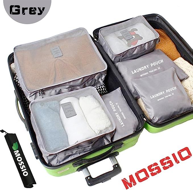 Mossio 7 Set Packing Cubes with Shoe Bag - Compression Travel Luggage Organizer | Amazon (US)