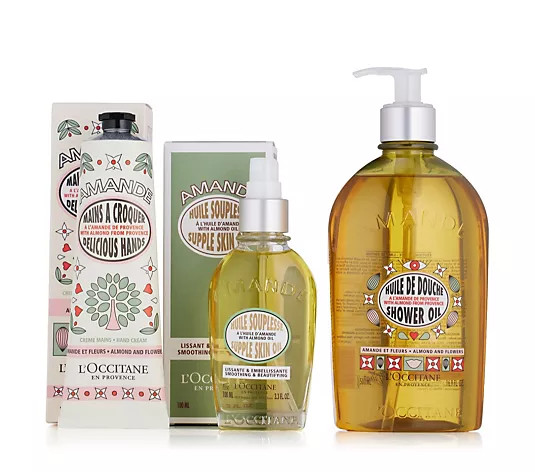 L'Occitane 3 Piece Almond & Flowers Body Collection - QVC UK | QVC UK