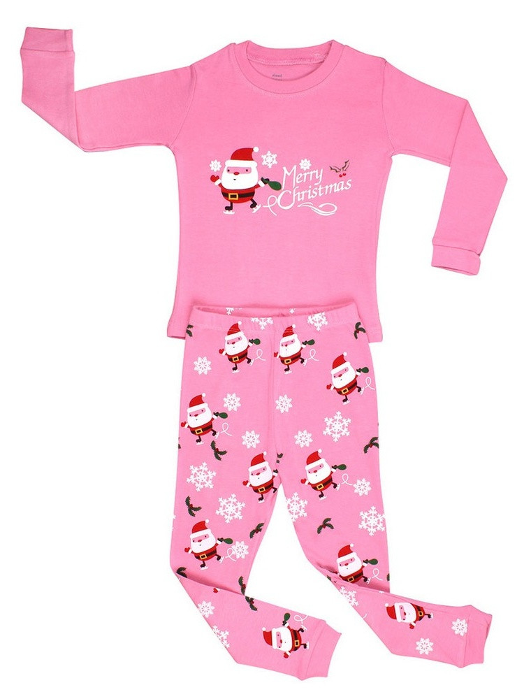 Elowel Girl's Pink Santa 2-Piece Pajama Gift Set | Walmart (US)