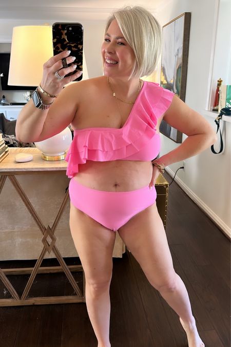 Amazon swimsuit! 
Wearing a large 
Not my favorite but I love the pink color 

#LTKswim #LTKFestival #LTKSeasonal