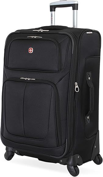 SwissGear Sion Softside Expandable Roller Luggage, Black, Checked-Medium 25-Inch | Amazon (US)