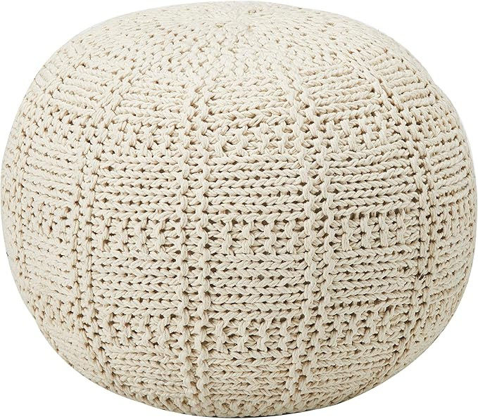 GDFStudio Valentine Hand Knit Fabric Pouf (Ivory) | Amazon (US)