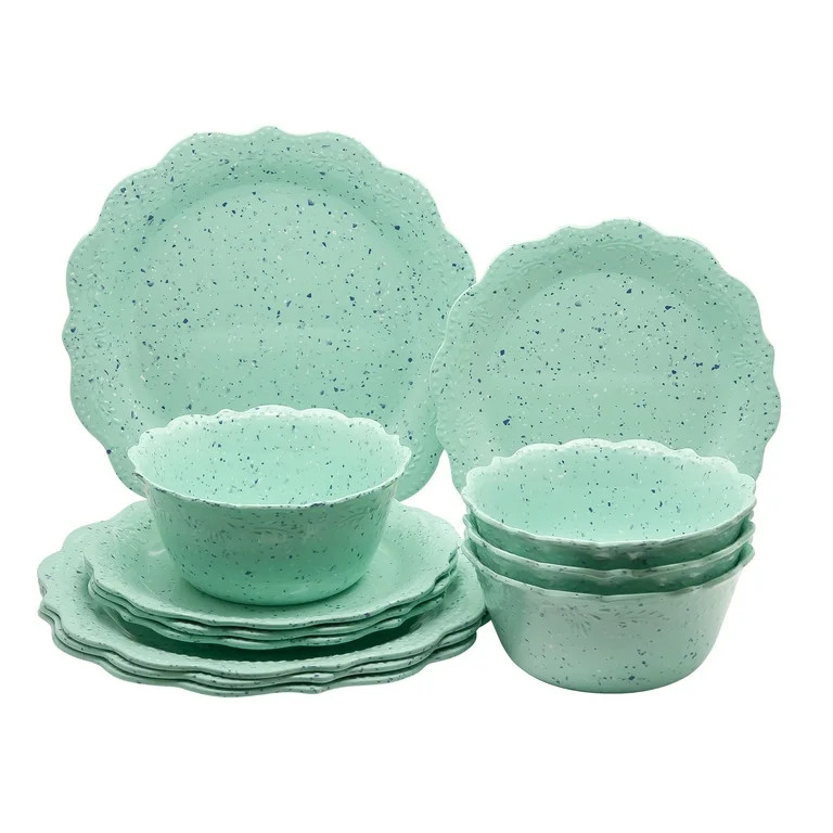 The Pioneer Woman Juliette 12-Piece Melamine Dinnerware Set, Teal | Walmart (US)