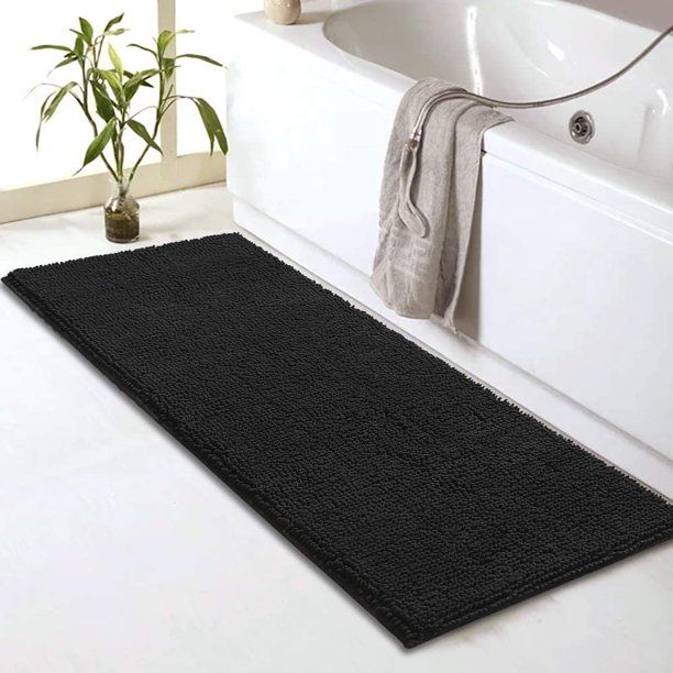 EiweLive Bathroom Rug Mat Non Slip Black Bath Runner Rugs for Bathroom Tub and Sink | Walmart (US)