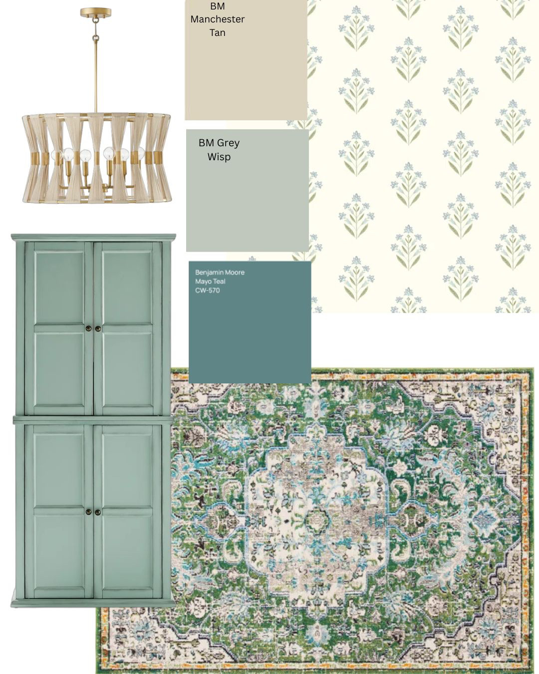 Hesitant to try a green decor? This is an easy palette with the softest greens but shows no fear. Created for an office space with a country view. Very inspiring county view. But, this can be used in a kitchen or family space.
Need these great, green links? Follow and comment 'green' and I'll send them all to you.
Are you feeling uninspired with your space. Don't know where to start? Would a mood board and an Ai photo to see the completed room help you envision your space? Comment 'fees' and I'll send you a price list. 

#moodboard #greendecor #wallpaper #rug #storage #cabinets #homeoffice #colourpalette #decorator #human #greenrug #desigertips #invitinginteriors #wayfairhome  

 #LTKhome #LTKstyletip #LTKfamily