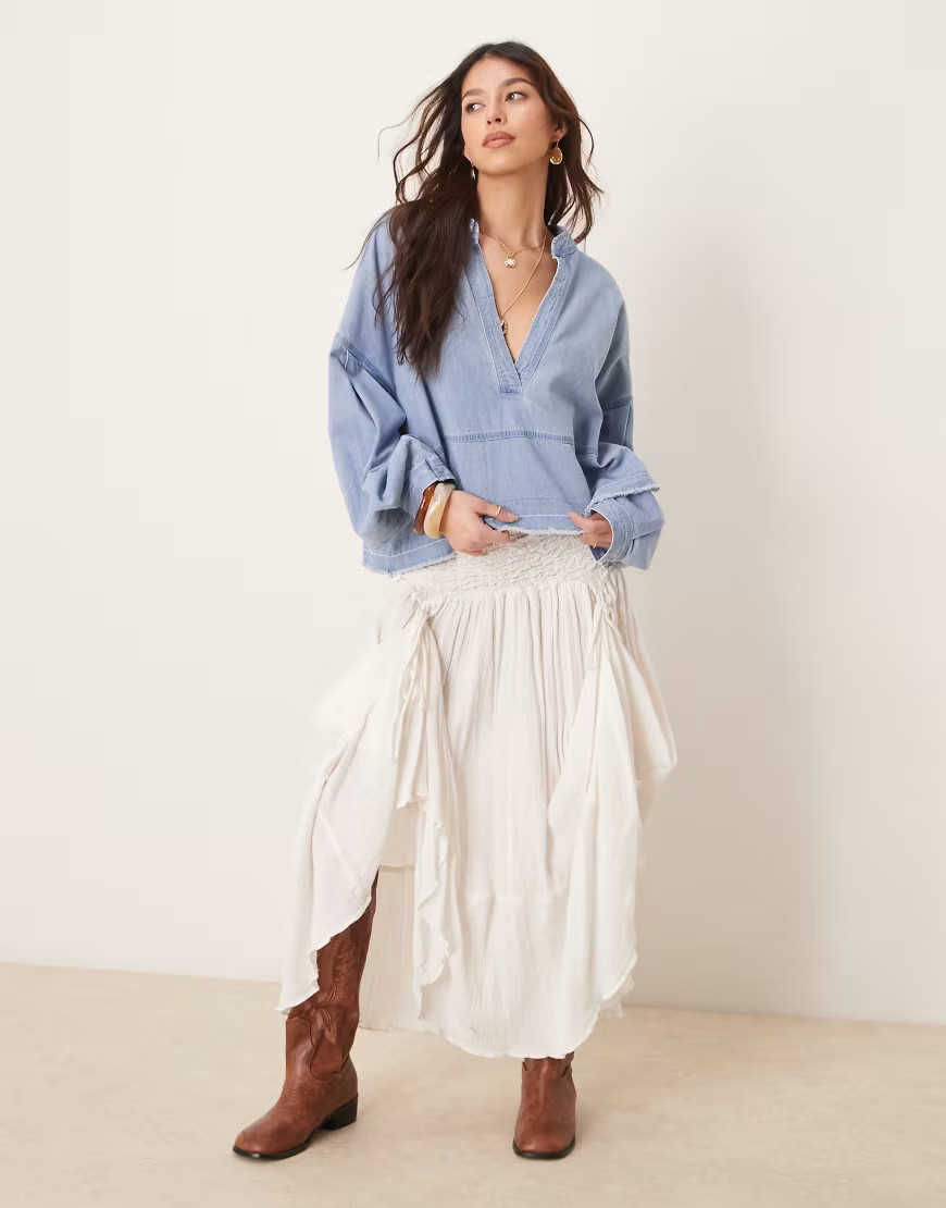 Free People prairie convertible midaxi skirt in ivory-White | ASOS (Global)