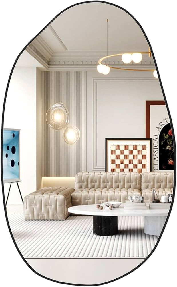 NEUWEABY Irregular Wall Mirror, Asymmetrical Mirror Large Unique Vanity Body Mirror Black Bathroo... | Amazon (US)