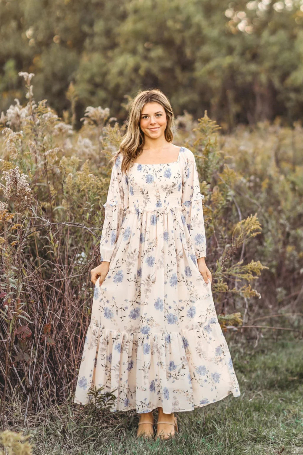 Women's Pippa Maxi (floral blue chiffon) | INDIE BLUE