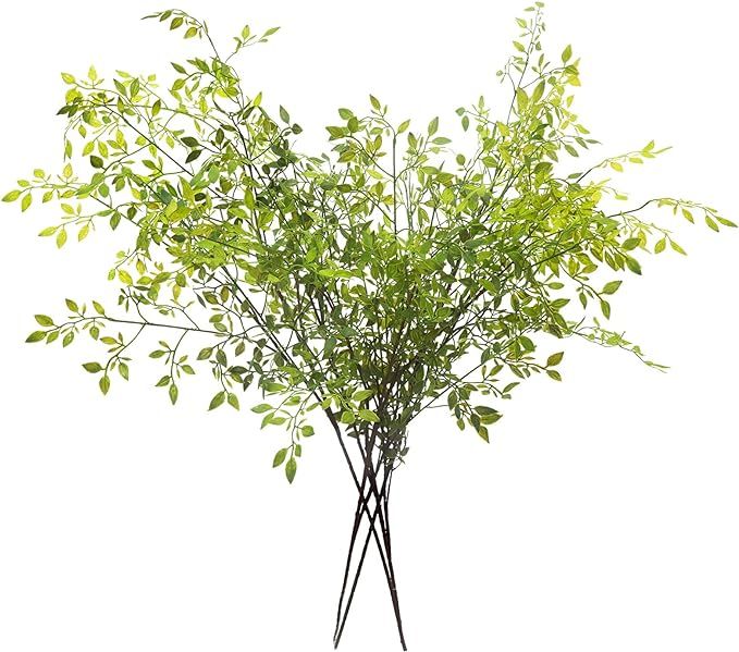 Melorca&Guilla Artificial Plants,4PCS 43.3" Green Nandina Faux Branches for Vase,Faux Greenry Ste... | Amazon (US)