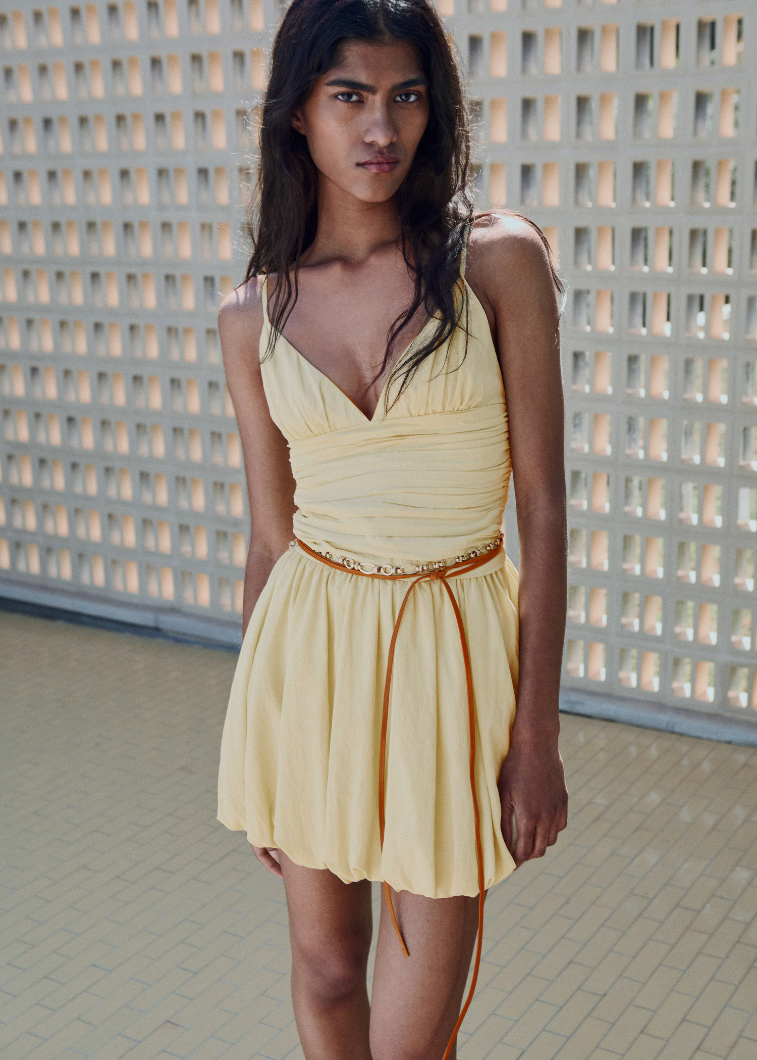 Gathered balloon dress - Women | MANGO USA | Mango (US/MX/AU)