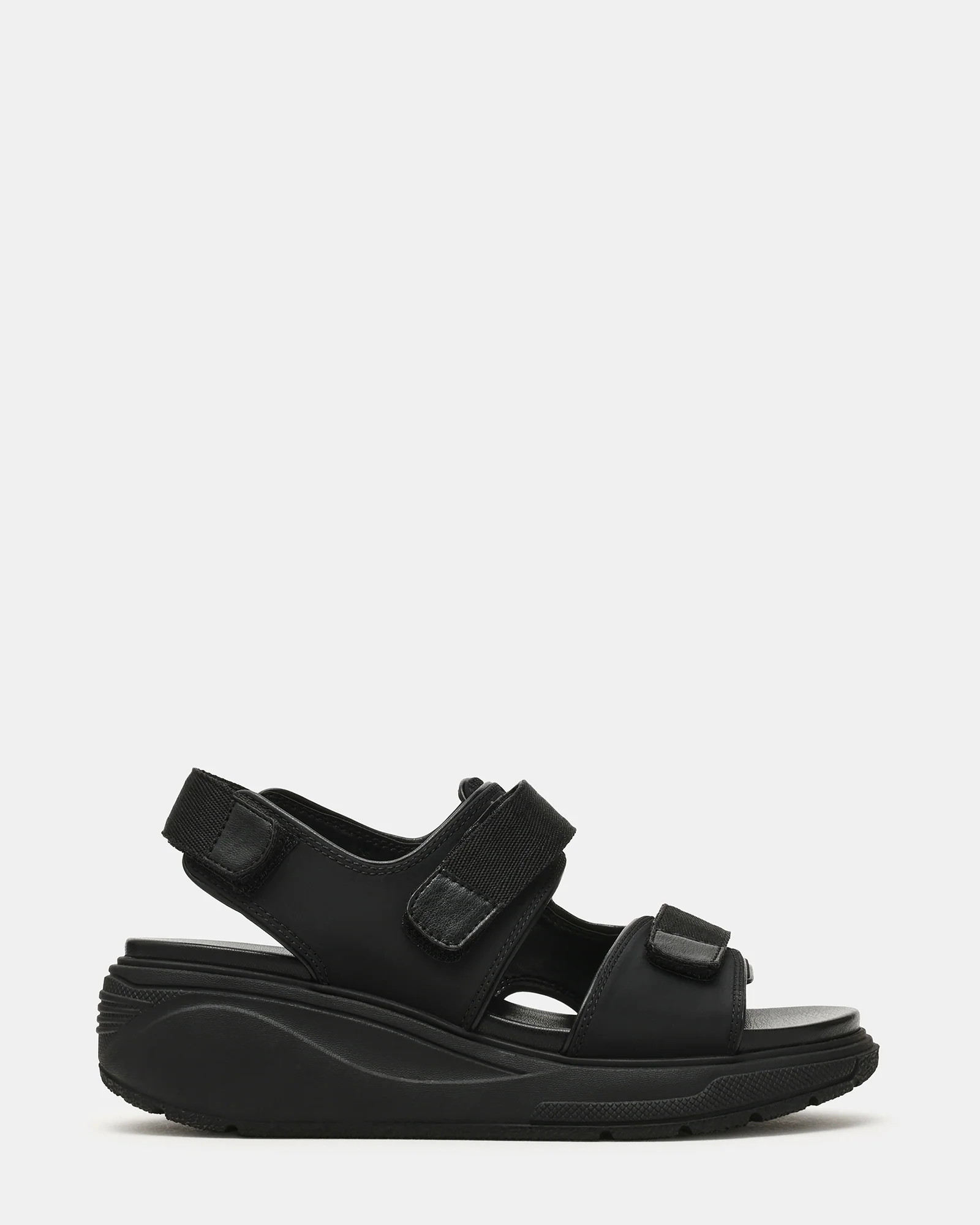 GALIA Black Velcro Chunky Platform Women's Sandals | Steve Madden (US)