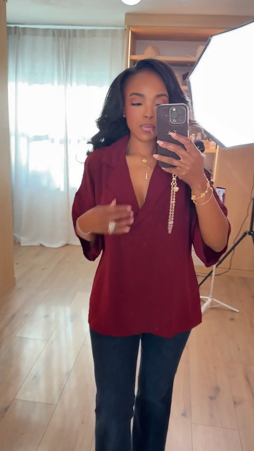 Scroll to shop this elevated everyday look featuring a flowy burgundy blouse paired with dark wash flare denim for a polished yet effortless outfit. The relaxed top balances perfectly with the structured denim, creating a flattering silhouette that works for so many occasions.

Perfect for casual office days, dinner plans, weekend outings, or an easy elevated everyday outfit.

5'4" | 138 lbs | 34D bust | 27" waist | 40" 

#LTKPetite #LTKgrwm #LTKootd